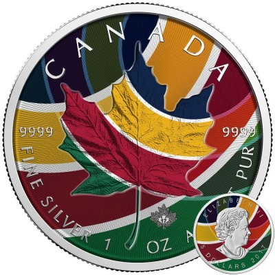 Canada CANADIAN RAINBOW Canadian Maple Leaf series THEMATIC DESIGN $5 Silver Coin 2017 High quality 1 oz